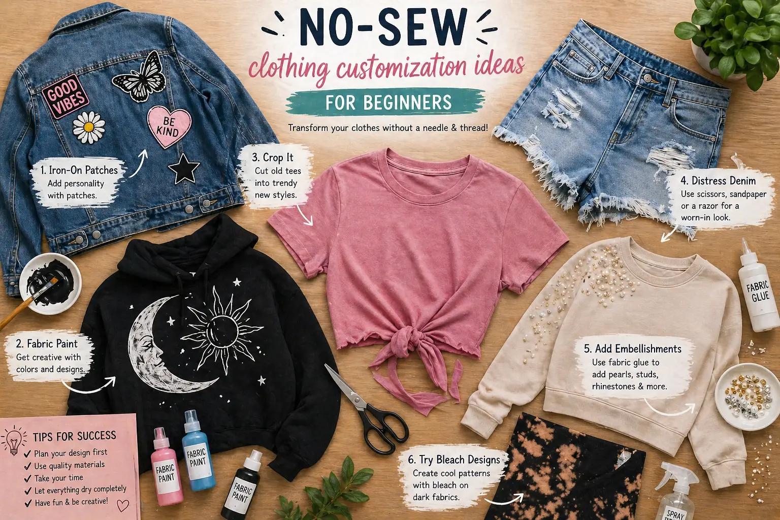 No-Sew Clothing Customization Ideas for Beginners