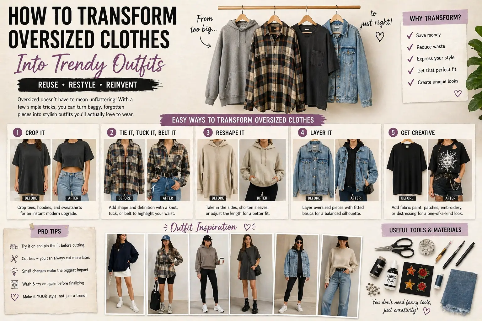 How to Transform Oversized Clothes Into Trendy Outfits