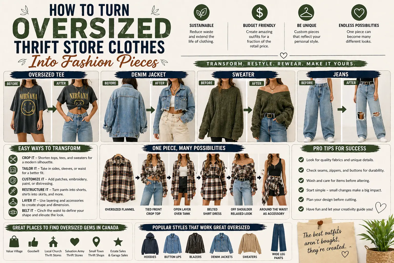 How to Turn Oversized Thrift Store Clothes Into Fashion Pieces