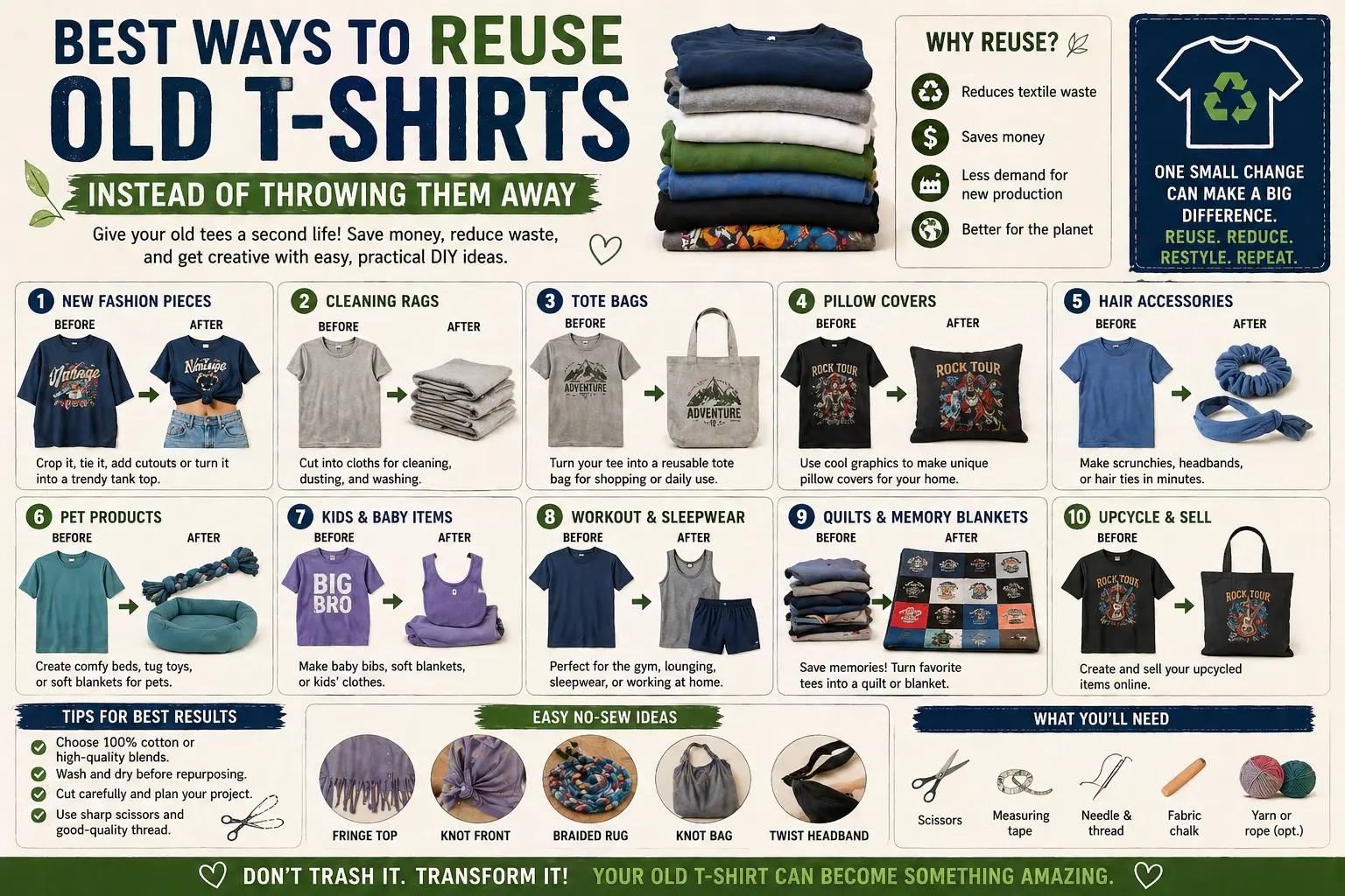 Best Ways to Reuse Old T-Shirts Instead of Throwing Them Away