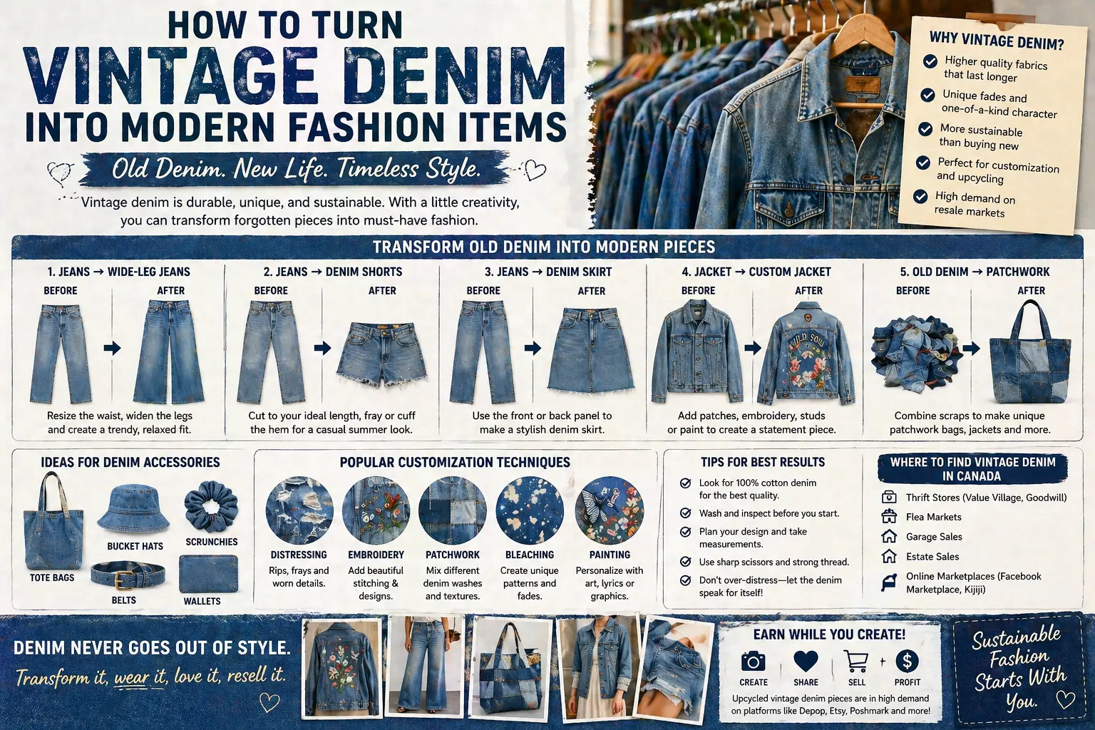 How to Turn Vintage Denim Into Modern Fashion Items